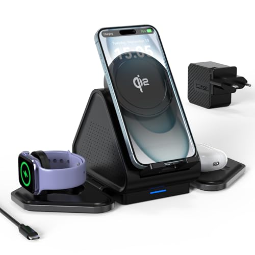 3-in-1 Wireless Charger - Qi2 15W Magnetic Charging for iPhone, iWatch, AirPods:MT-Leap M315A - EU