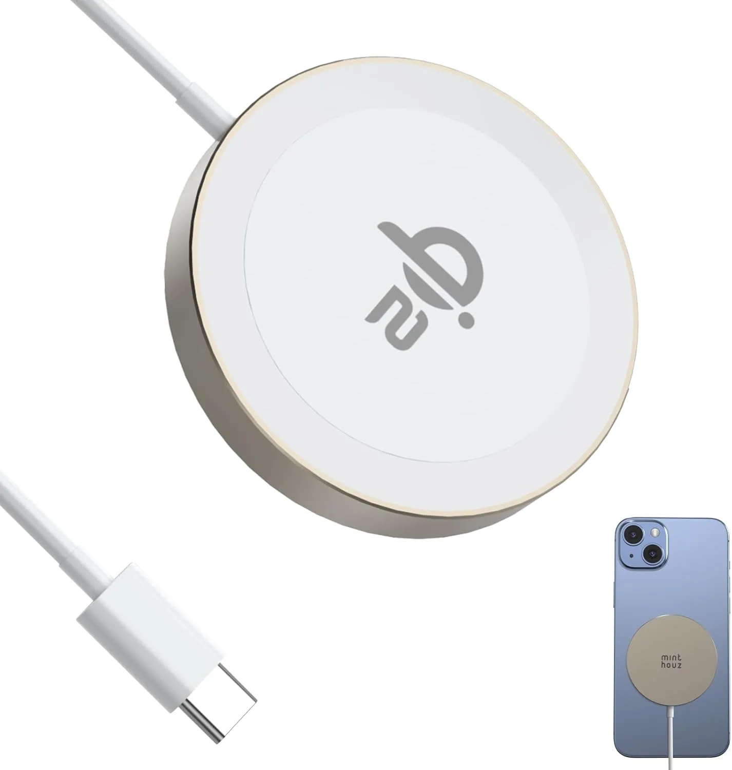 Minthouz Qi2 Magnetic Wireless Charger, Minthouz 15W Fast Charging iPhone Wireless Charger: MT-CW105 - Yellow/20W Adapter