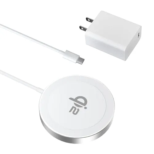 Minthouz Qi2 Magnetic Wireless Charger, Minthouz 15W Fast Charging iPhone Wireless Charger: MT-CW105 - Silver/20W Adapter