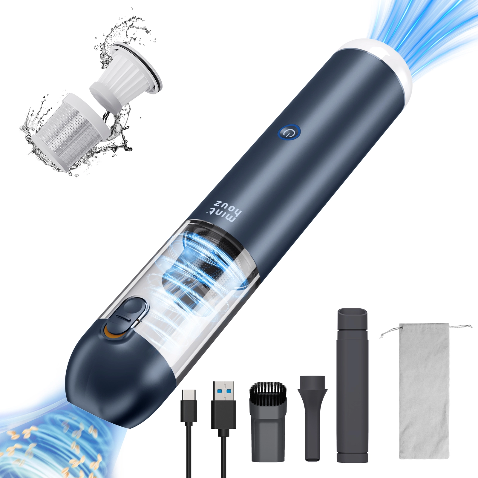 Minthouz 17000Pa Car Vacuum Cleaner High Power with LED/SOS Light: MT-L011 - Blue