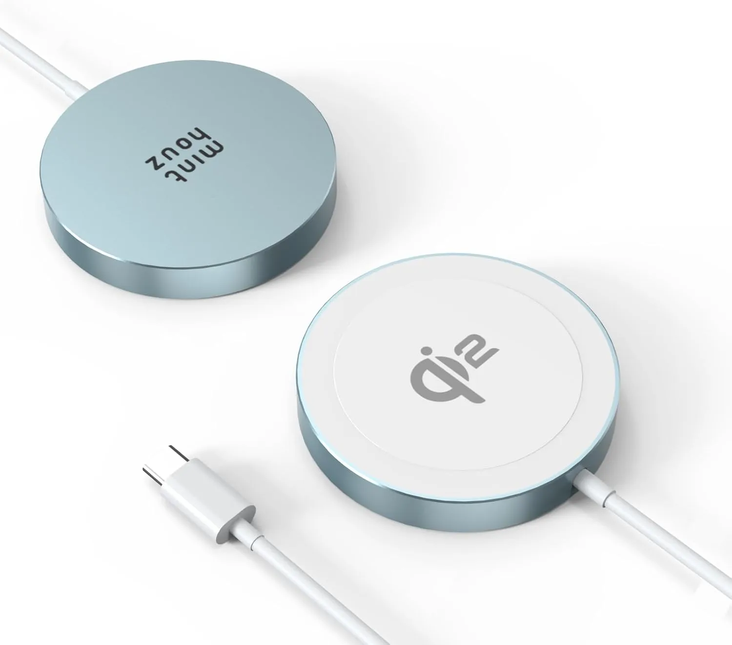 Minthouz Qi2 Magnetic Wireless Charger, Minthouz 15W Fast Charging iPhone Wireless Charger: MT-CW105 - Blue/20W Adapter