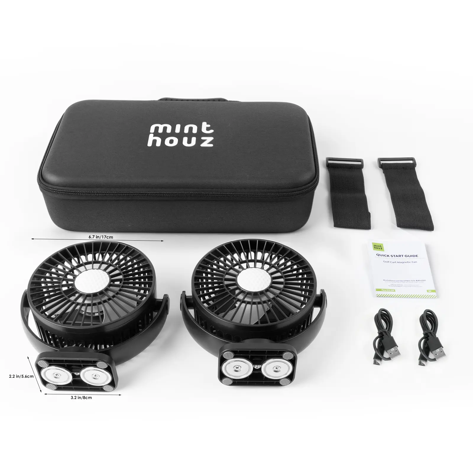 Minthouz Magnetic Golf Cart Fan：MT-Fano G12*2 - 2 Pack (Box)